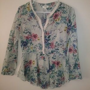 Umgee Peplum Bottom Peasant Top Long Sleeves S